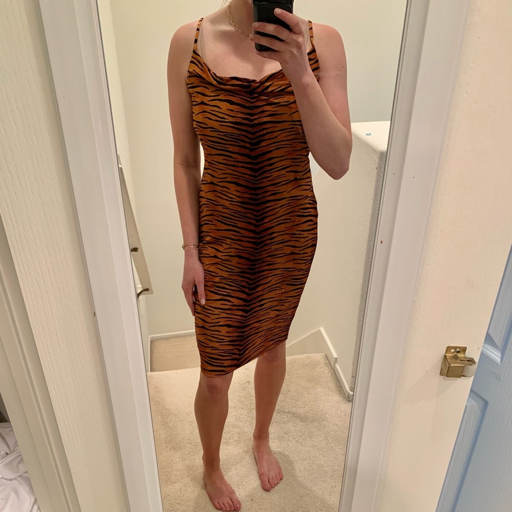 NWT cowl neck animal print midi dress medium